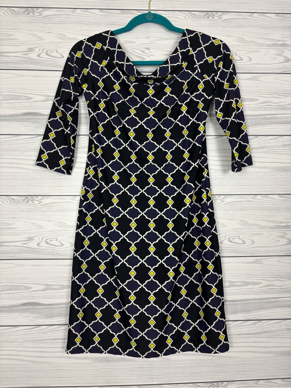 Jude Connally navy blue geometric print dress size small